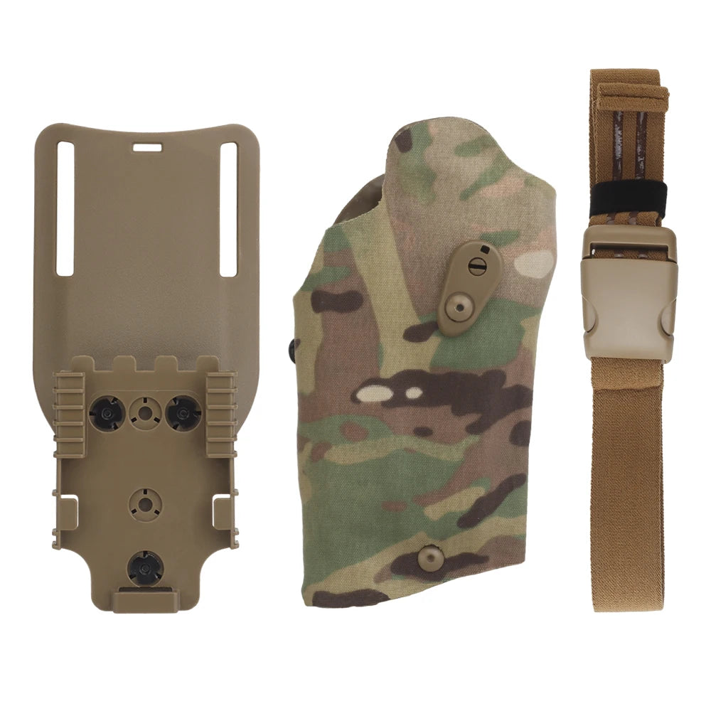 Fondina Rigida SIG P320 Light-Bearing con Sistema QLS e Cinghia Cosciale (Replica Safariland)